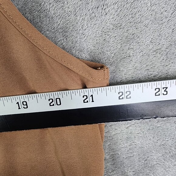 Women's Brown Shirt Top Button-Up Sleeveless 100% Polyester Pockets Size XL - Picture 5 of 10